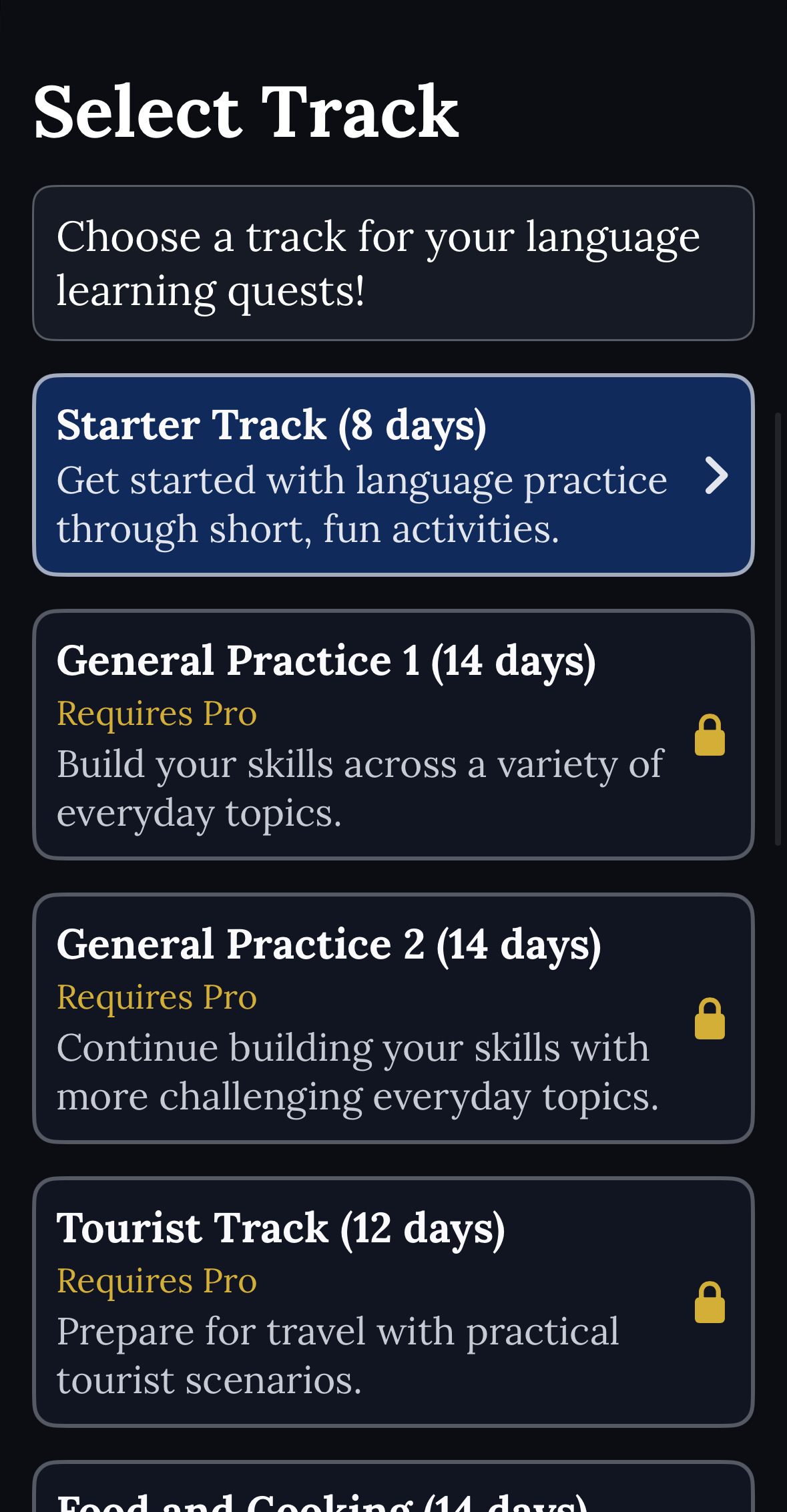 CrowSpeak track selection